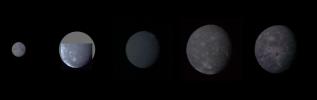 PIA01361: Uranus - Montage of Uranus' Five Largest Satellites