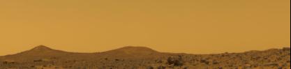 PIA01546: True Color of Mars - Pathfinder Sol 10 at Noon
