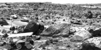 PIA01568: Sojourner Rover Leaving the "Rock Garden" - Left Eye