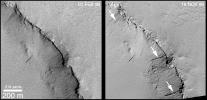 PIA02379: Recent Movements: New Landslides in Less than 1 Martian Year