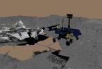 PIA05101: Virtual Rover Drives Toward Rock