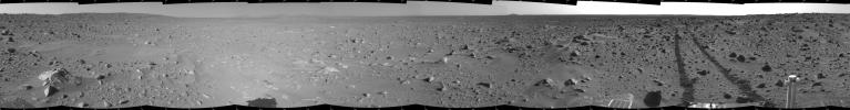 PIA05764: Spirit's View on Sol 93 (cylindrical)