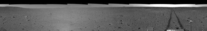 PIA05772: Spirit's View on Sol 100 (left eye)