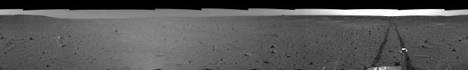 PIA05773: Spirit's View on Sol 100 (right eye)