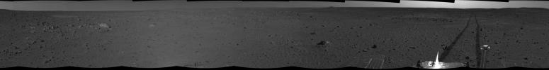 PIA05776: Spirit's View on Sol 101 (cylindrical)