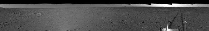 PIA05778: Spirit's View on Sol 101 (left eye)