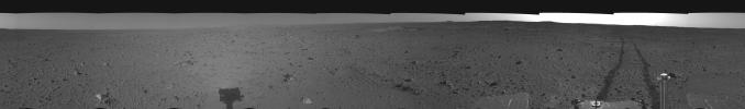PIA05816: Spirit's View on Sol 110 (left eye)