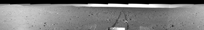 PIA06055: Spirit Tracks on Mars, Sol 151 (Right Eye)