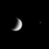 PIA07666: Mimas...and Titan Beyond
