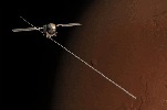 PIA08000: Deployment of Mars Express Radar Antenna Sections (Artist's Concept)