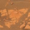 PIA08700: Opportunity Takes a Last Look at Rock Exposure Before Heading to 'Victoria Crater'