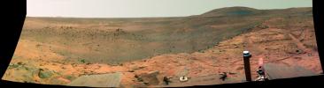 PIA10214: Spirit's West Valley Panorama (False Color)