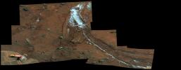 PIA11756: Rover's Wheel Churns Up Bright Martian Soil (False Color)