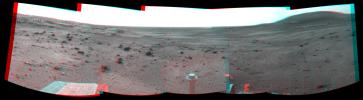 PIA11960: Dust Devil in Spirit's View Ahead on Sol 1854 (Stereo)