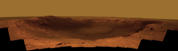 PIA13794: Color Panorama of 'Santa Maria' Crater for Opportunity's Anniversary