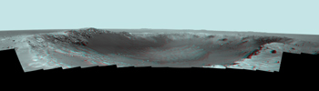 PIA13796: Stereo Panorama of 'Santa Maria' Crater for Opportunity's Anniversary