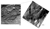 PIA14796: Two Different Resolution Images of Vesta's South Polar Region