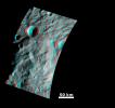 PIA14978: Impact Crater and Mountain-central Complex in Vesta's South Polar Region (Anaglyph)