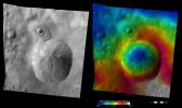 PIA15195: Topography and Albedo Image of Oppia Crater