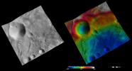 PIA15841: Apparent Brightness and Topography Images of Urbinia and Sossia Craters
