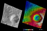 PIA15842: Apparent Brightness and Topography Images of Octavia Crater