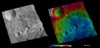 PIA15846: Sossia Crater, Apparent Brightness and Topography Images