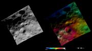 PIA15901: Fabia Crater, Apparent Brightness and Topography Images