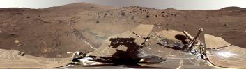 PIA16441: Spirit Mars Rover in 'McMurdo' Panorama (False Color)