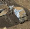 PIA16804: Bluish Color in Broken Rock in 'Yellowknife Bay'