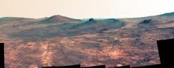 PIA19394: Rock Spire in 'Spirit of St. Louis Crater' on Mars (False Color)