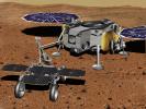 PIA23495: Robotic Arm Transferring Tubes From Fetch Rover to Lander (Artist's Concept)
