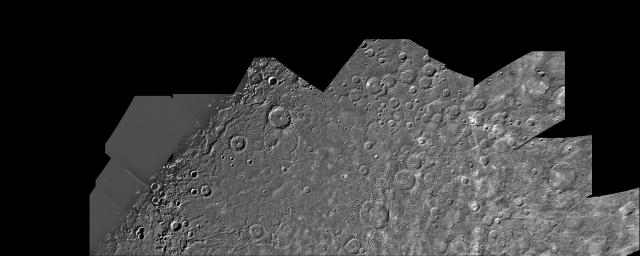 PIA00066: Mercury: Photomosaic of the Shakespeare Quadrangle (Northern Half) H-3