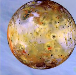 PIA00494: Io in front of Jupiter