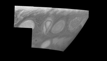 PIA00868: Jupiter's Long-lived White Ovals in Violet Light (Time Set 4)