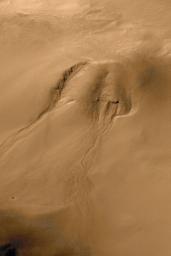 PIA01035: Evidence for Recent Liquid Water on Mars: Gullies in Crater Wall, Noachis Terra