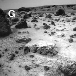 PIA01138: Sojourner Rover View of Cloddy Deposits near "Pooh Bear"