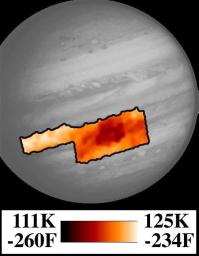 PIA01233: Photopolarimeter/Radiometer (PPR) Temperature Map of Great Red Spot