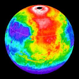 PIA02015: Martian Temperatures Measured by the Thermal Emission Spectrometer (TES). Pathfinder Landing Aite View