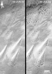 PIA02302: Defrosting Polar Dunes--Changes Over a 26-Day Period