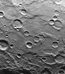 PIA02945: South Pole - Ridges, Scarps, Craters