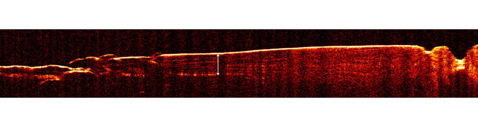 PIA09073: Radar View of Layering near Mars' South Pole, Orbit 1360