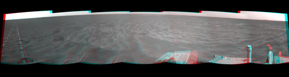 PIA14130: Autonomous Hazard Checks Leave Patterned Rover Tracks on Mars (Stereo)