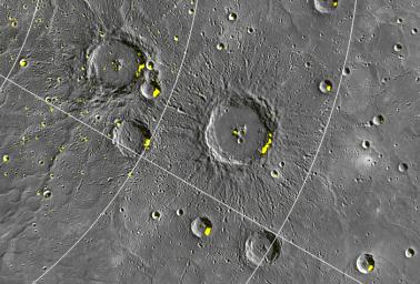 PIA15535: Close-up of Craters Hosting Radar-bright Deposits