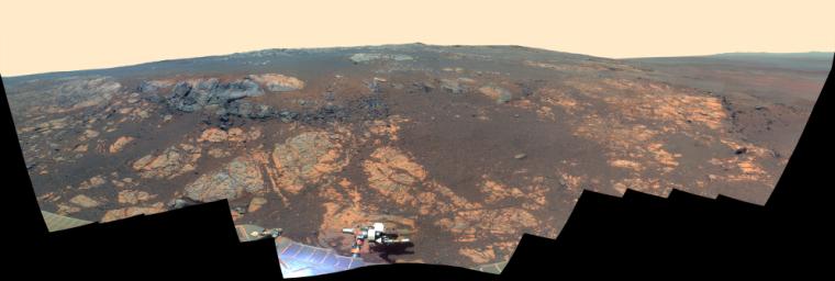 PIA16704: 'Matijevic Hill' Panorama for Rover's Ninth Anniversary (False Color)