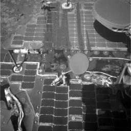 PIA20329: Streaks on Opportunity Solar Panel After Uphill Drive