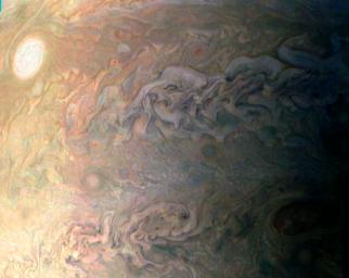 PIA21377: Jupiter Pearl and Swirling Cloud Tops