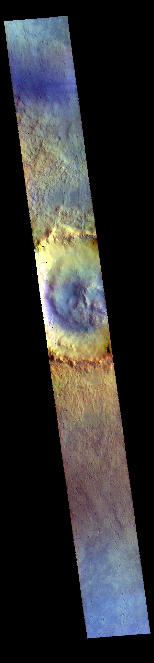 PIA22777: Bonestell Crater - False Color