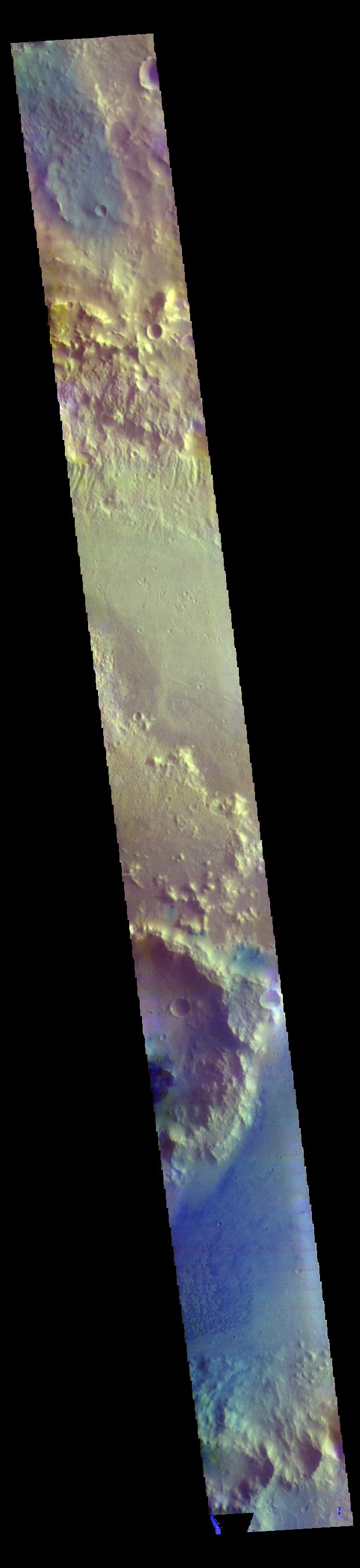 PIA22780: Trouvelot Crater - False Color