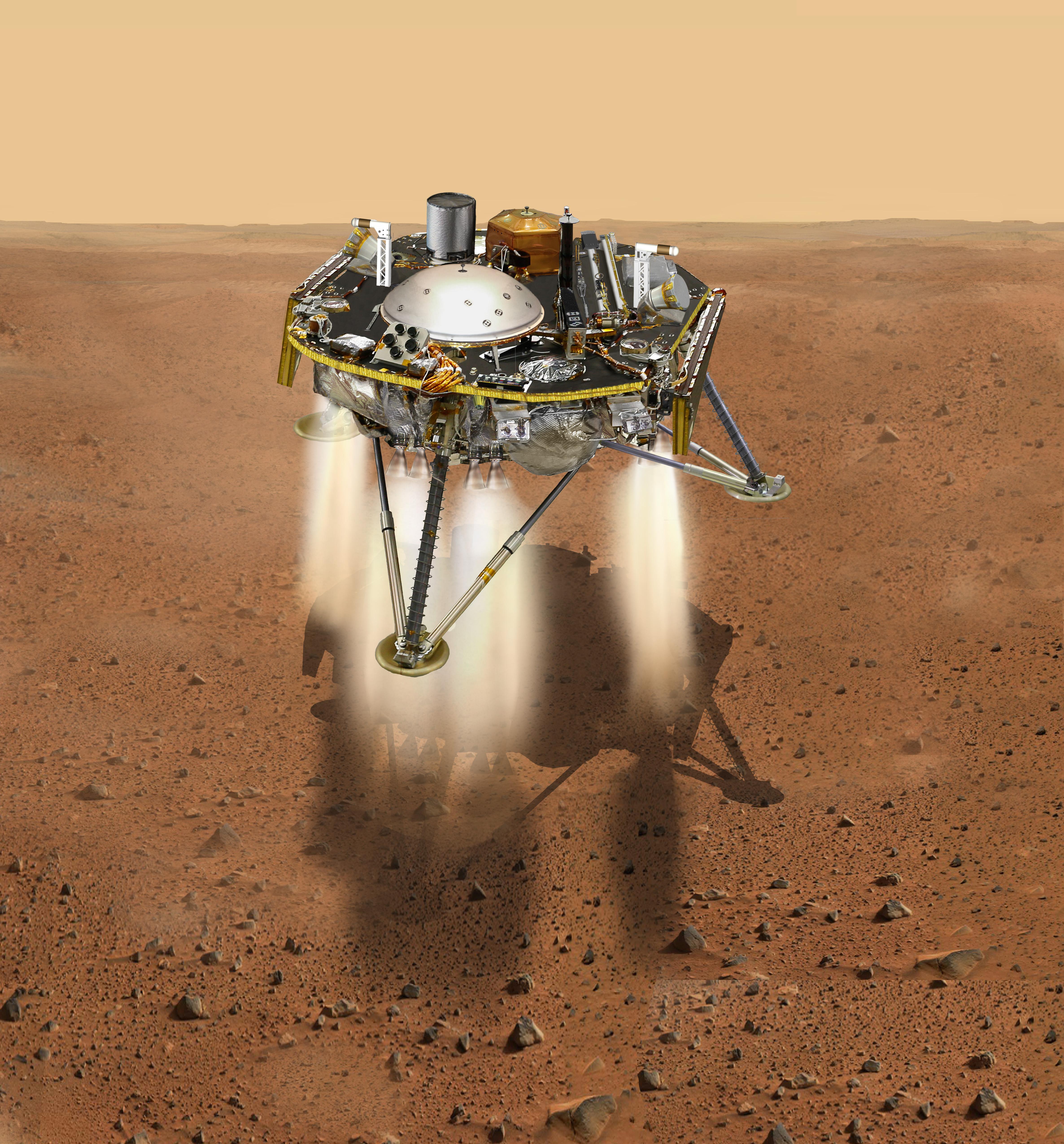 PIA22813: InSight Moments Away From Landing, Top View (Illustration)