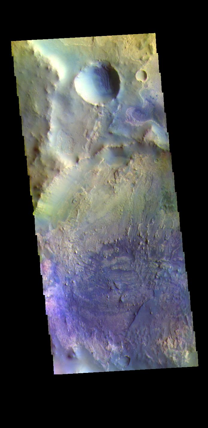 PIA23225: Arabia Terra Crater - False Color